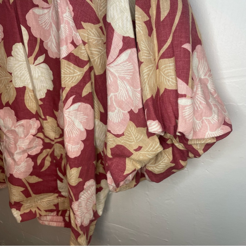 Rye Grass Pink Floral Linen Bend Skirt and top Set - Picture 5 of 12